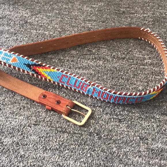 Vintage beaded Club Monaco leather belt - Picture 4 of 4